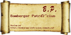 Bamberger Patrícius névjegykártya